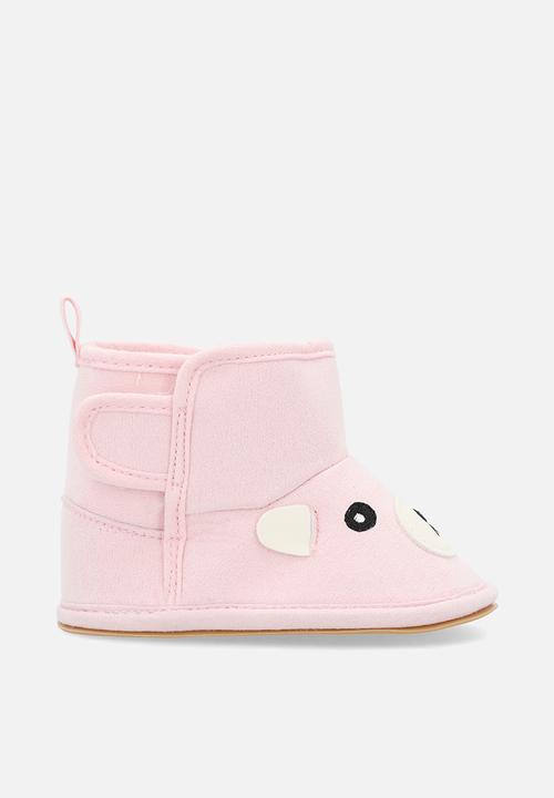 Pop Candy - Bear face ankle length slipper boots - pink