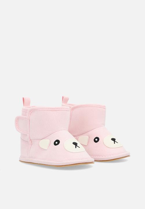 Pop Candy - Bear face ankle length slipper boots - pink