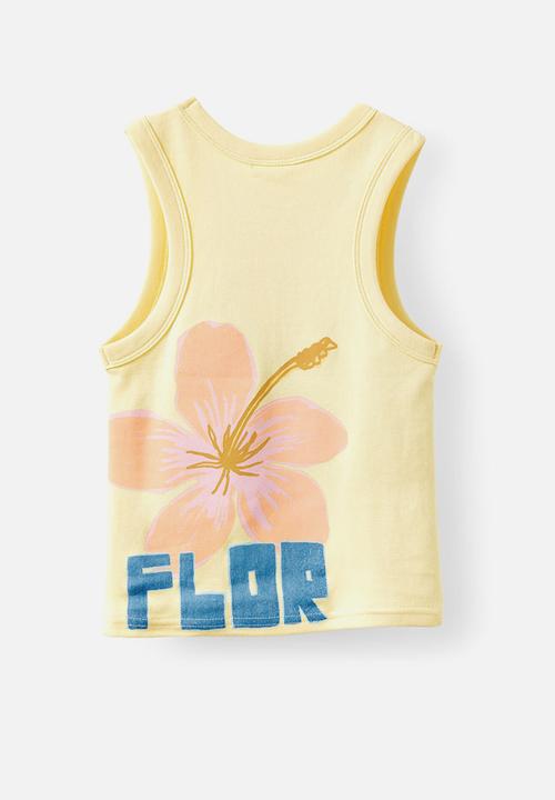 Cotton On - Angela tank - baby yellow/flor