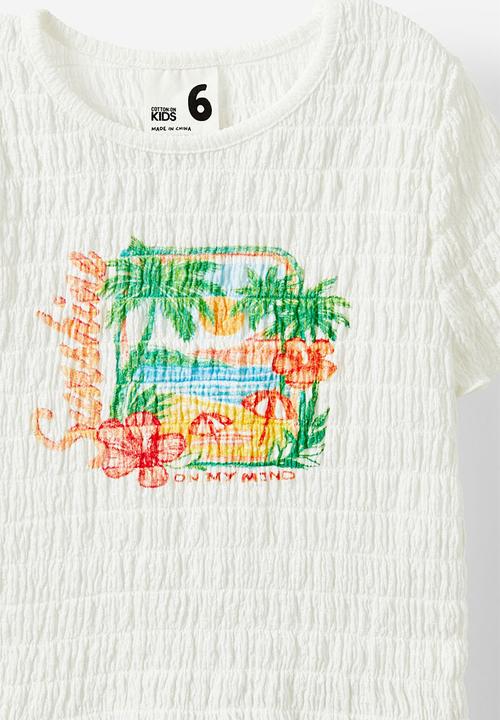 Cotton On - Sophia bubble short sleeve tee - vanilla/sunshine