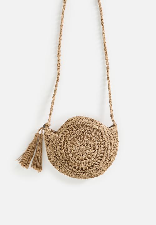 Pop Candy - Straw canteen bag with tassels - neutral