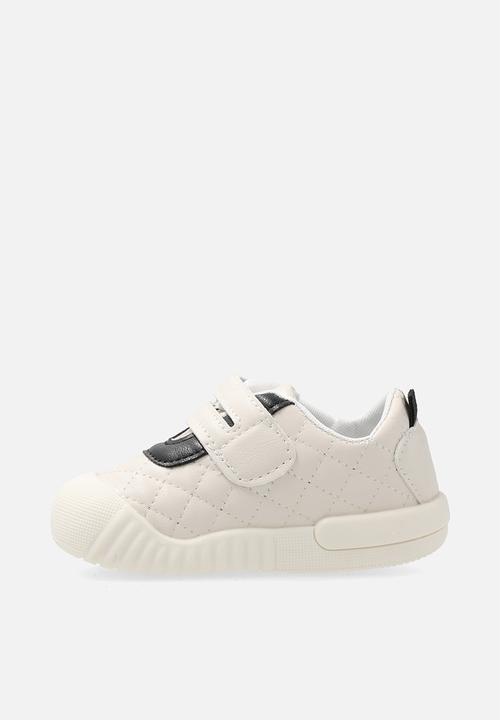 Pop Candy - Quilted sneaker with bear trimming - seashell/cream/black