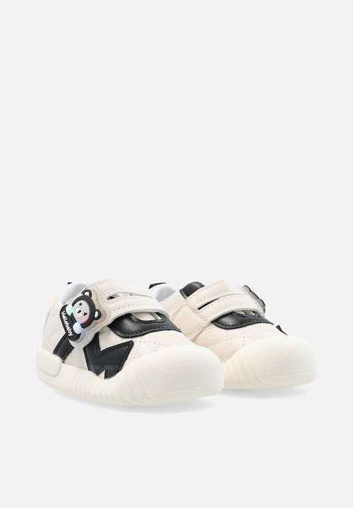 Pop Candy - Quilted sneaker with bear trimming - seashell/cream/black