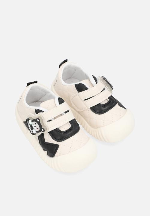 Pop Candy - Quilted sneaker with bear trimming - seashell/cream/black