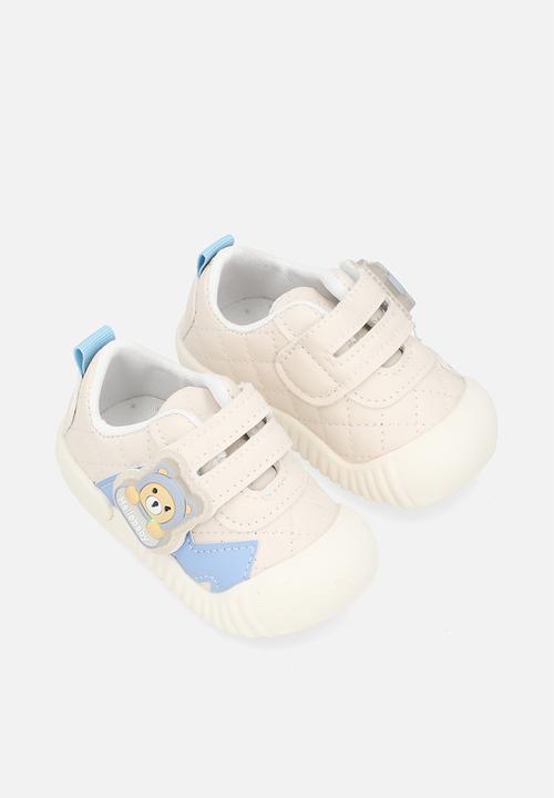Pop Candy - Quilted sneaker with bear trimming - seashell/cream/blue