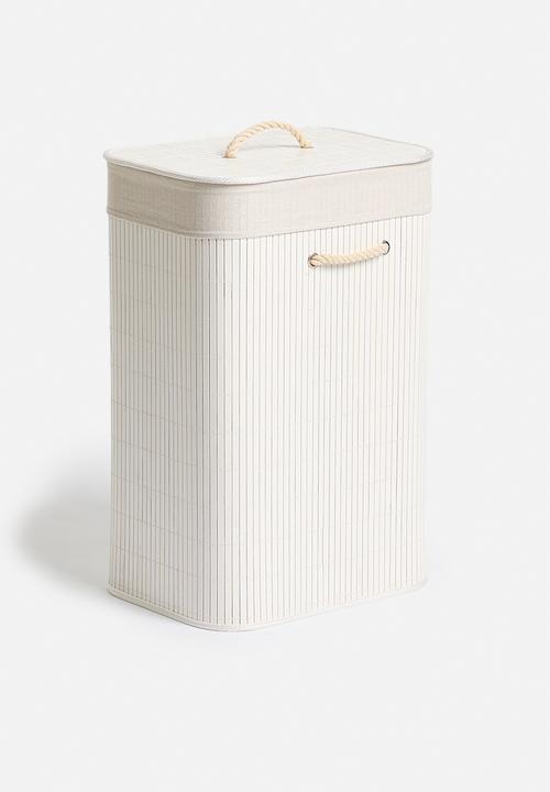 Bathroom Solutions - Bamboo laundry basket - white