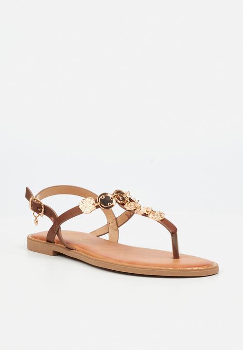 Miss Black - Honor 1 gold coin sandal - chocolate