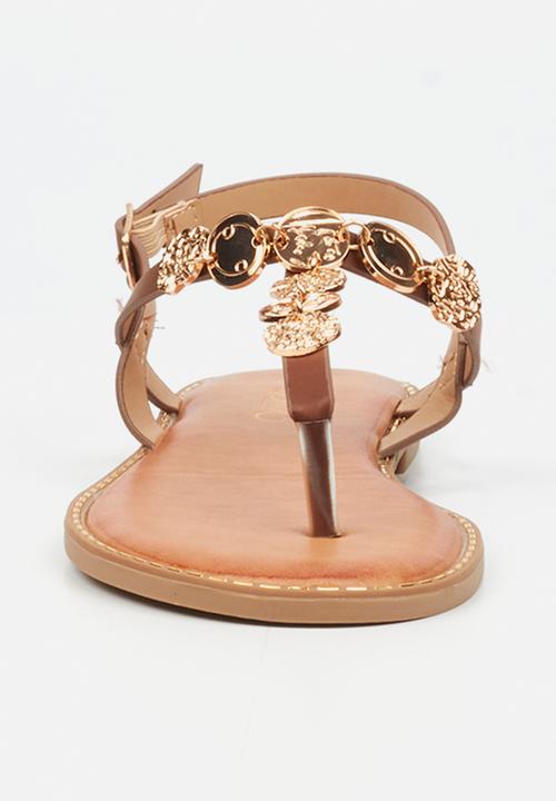 Miss Black - Honor 1 gold coin sandal - chocolate