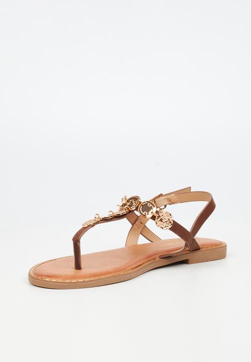 Miss Black - Honor 1 gold coin sandal - chocolate