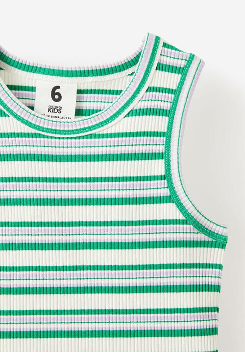 Cotton On - Eleanor tank - vintage lilac/island green stripe