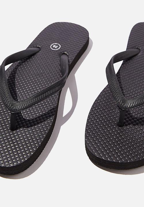 Cotton On - Round toe flip flop - black