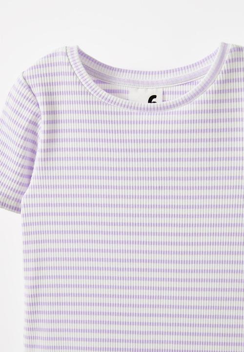 Cotton On - Raya baby tee - vintage lilac/vanilla stripe