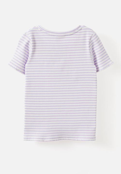 Cotton On - Raya baby tee - vintage lilac/vanilla stripe