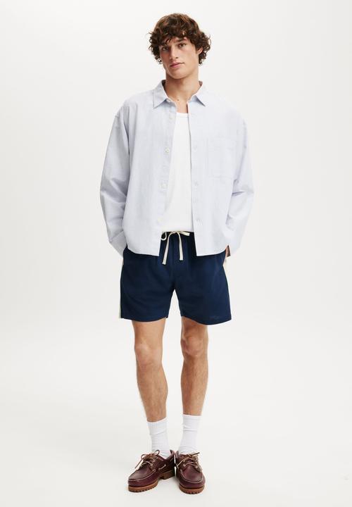 Cotton On - Easy Short - Navy/Bone Side Stripe