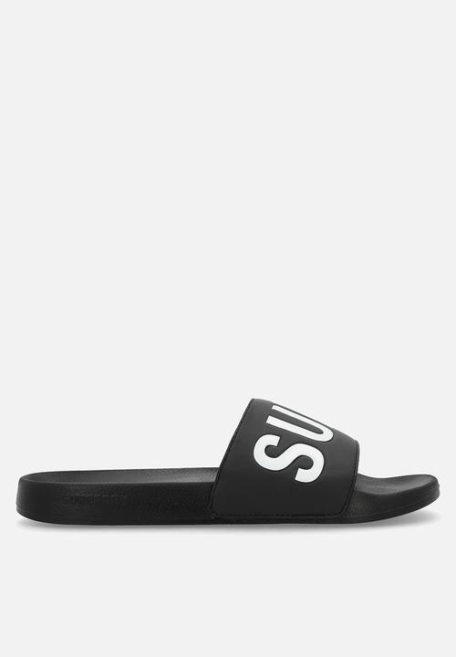 Superdry. - Core graphic pool slide - black/optic