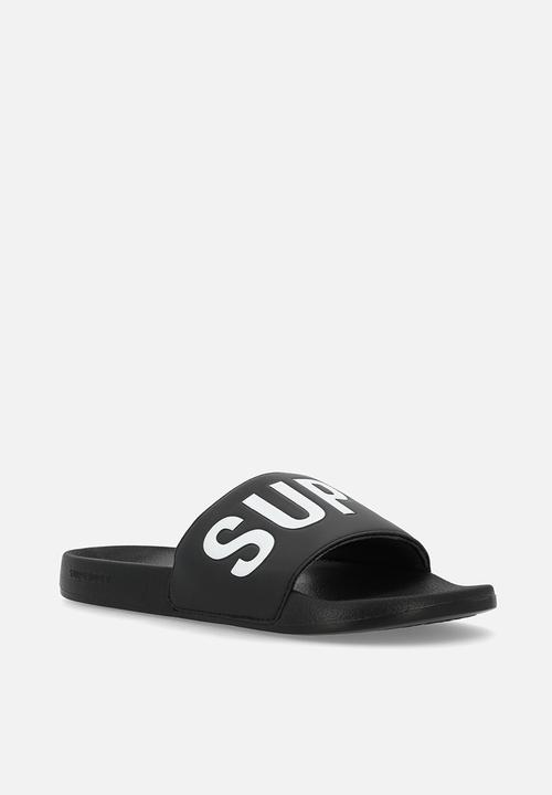 Superdry. - Core graphic pool slide - black/optic