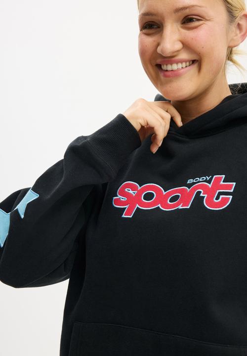 Cotton On - Plush Premium Graphic Hoodie - Black/Retro