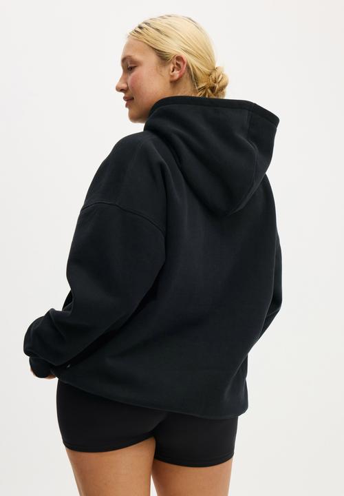 Cotton On - Plush Premium Graphic Hoodie - Black/Retro