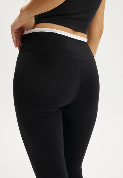 Cotton On - Ultra Soft Side Pocket Full Length Tight - Black/Tipping