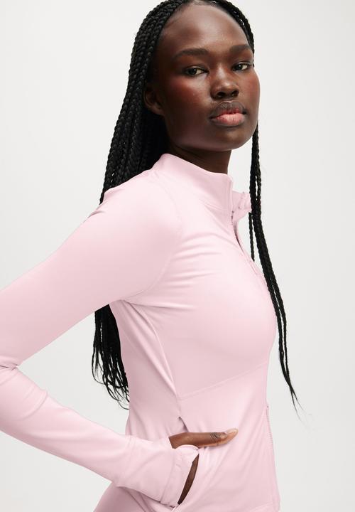 Cotton On - Active Core Zip Through Long Sleeve - Cherry Dream