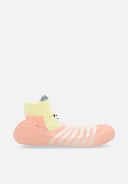 Pop Candy - Striped sock boots - pinkish orange/light yellow