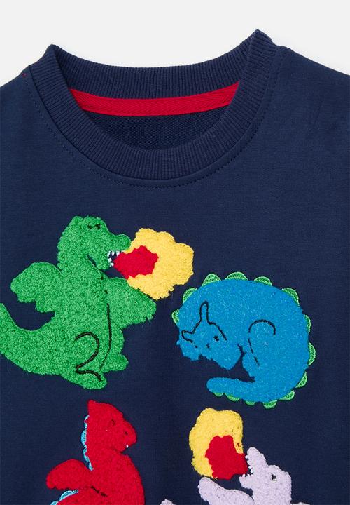 Pop Candy - Towelling detail sweat top - navy blue/dinos