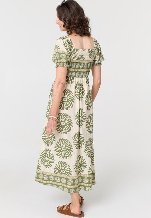 Izabel London - Tie Front A-Line Maxi Dress - Khaki