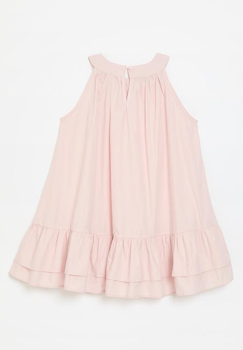 Pop Candy - Cutaway dress with mini bows & layered frill hem - pink