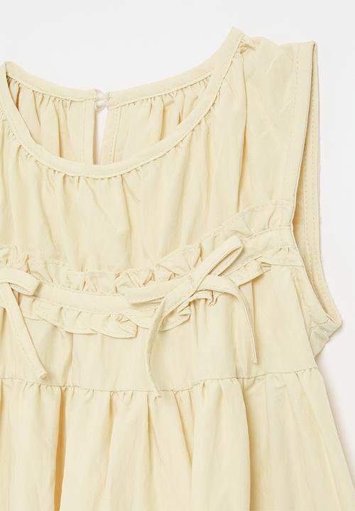 Pop Candy - Smock bodice dress with dainty bows - neutral