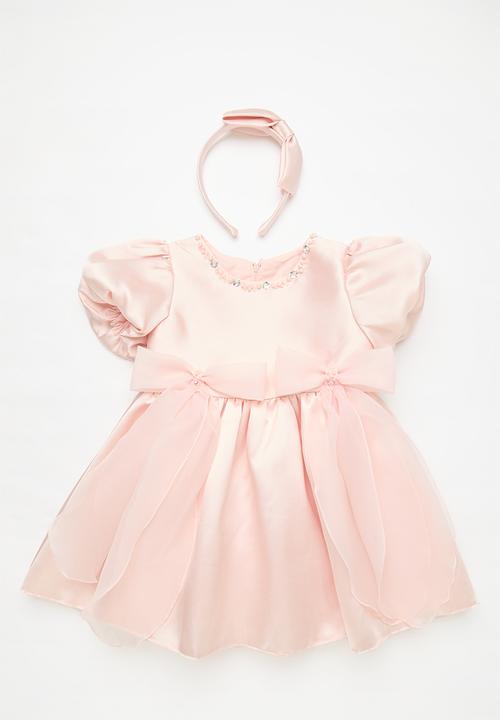 pink bouffant dress YERMA Open Back Bowknot Mini Bouffant Dress L