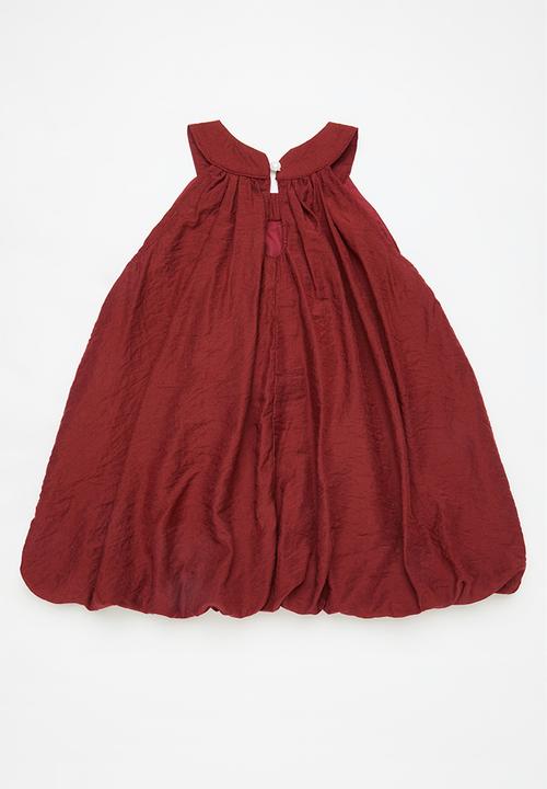 Pop Candy - Cutaway bubble dress with applique bows - maroon/cream
