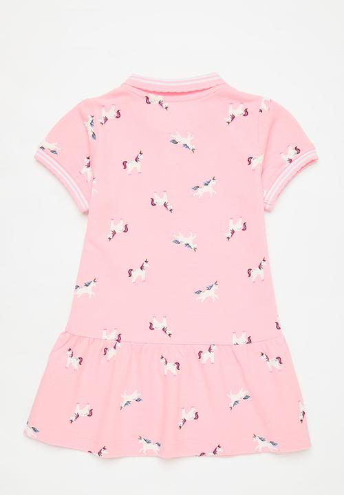 Pop Candy - Golfer dress with dropped waist - pink/unicorn aop