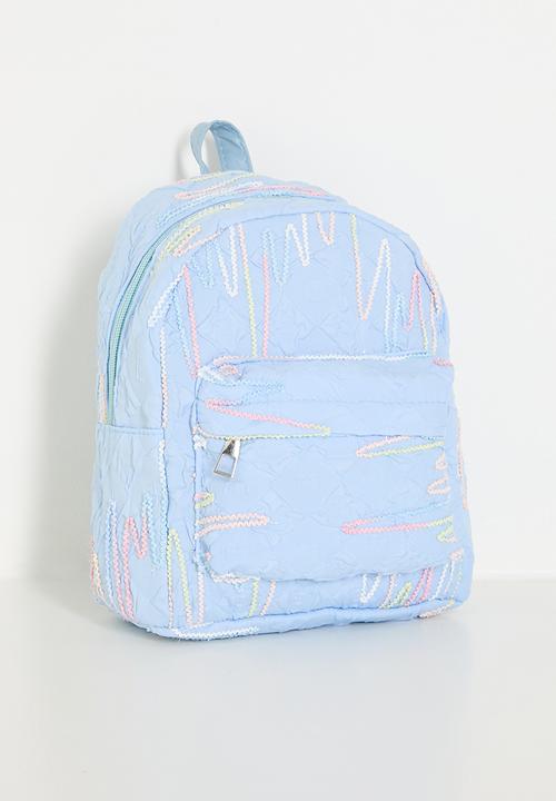 Pop Candy - Textured backpack with zigzag stitch detailing - light blue