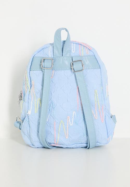 Pop Candy - Textured backpack with zigzag stitch detailing - light blue