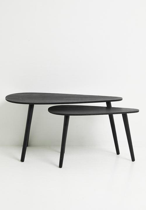 H&S - Pebble nesting coffee table set of 2 - black