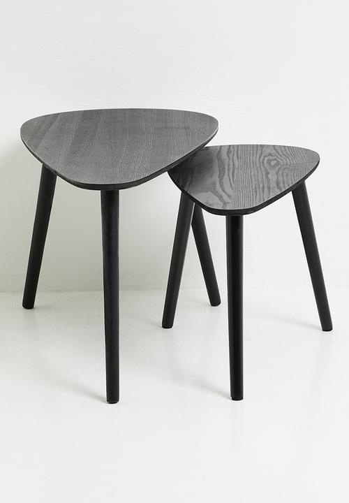 H&S - Pebble nesting coffee table set of 2 - black