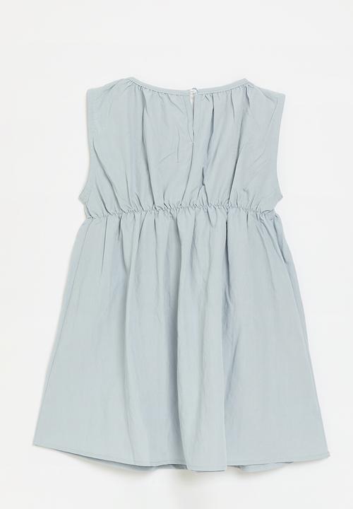 Pop Candy - Smock bodice dress with dainty bows - dusty blue