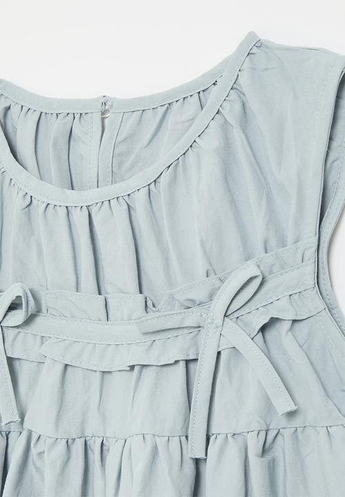 Pop Candy - Smock bodice dress with dainty bows - dusty blue