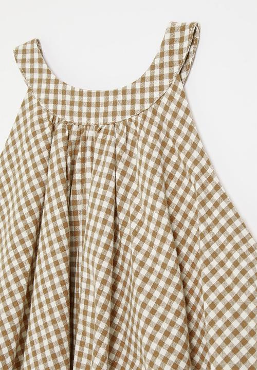 Pop Candy - Cutaway bubble top with keyhole closure - brown gingham