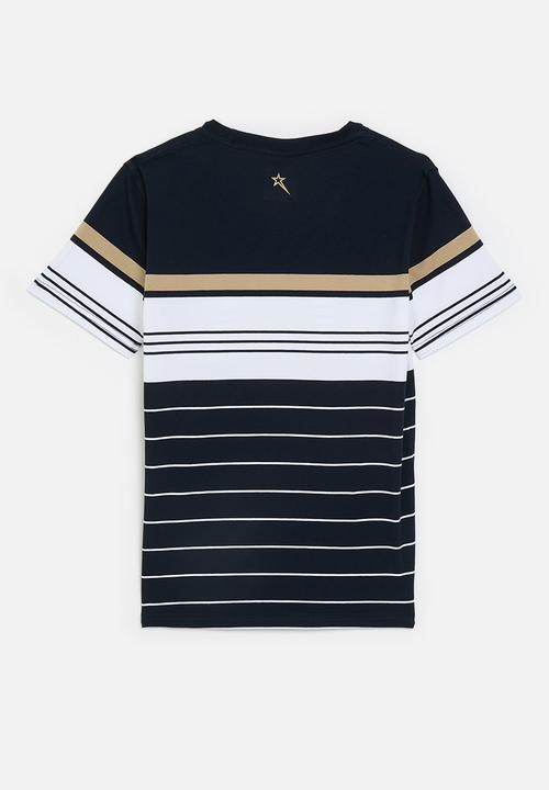 SOVIET - Boys crew neck y/dye stripe tee - navy