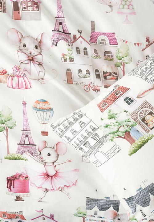 Linen House - Paris Tails Biscuit Duvet Cover Set - pink