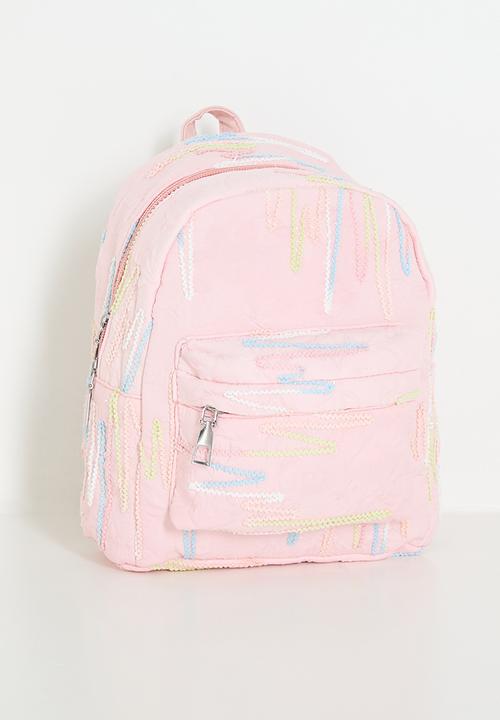 Pop Candy - Textured backpack with zigzag stitch detailing - pink