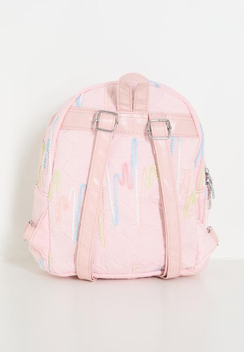 Pop Candy - Textured backpack with zigzag stitch detailing - pink
