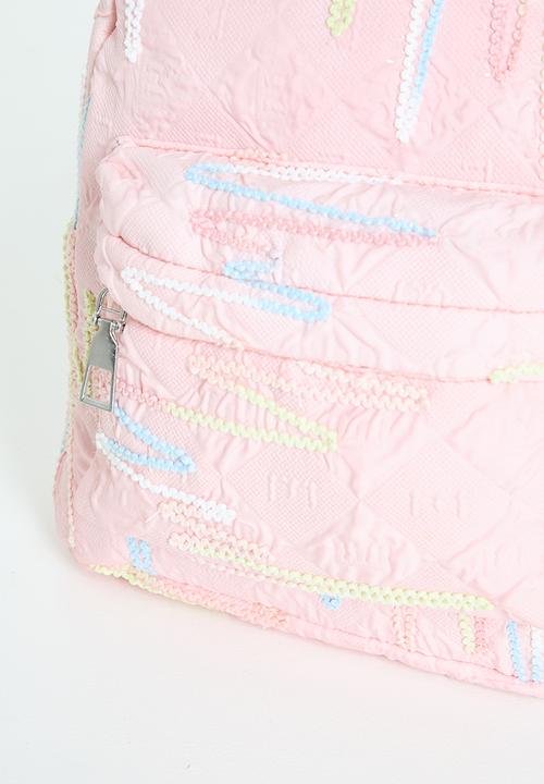 Pop Candy - Textured backpack with zigzag stitch detailing - pink