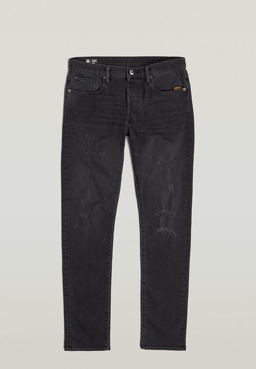 G-STAR - 3301 Slim - Worn In Ripped Grey Sacramento