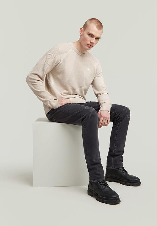 G-STAR - 3301 Slim - Worn In Ripped Grey Sacramento