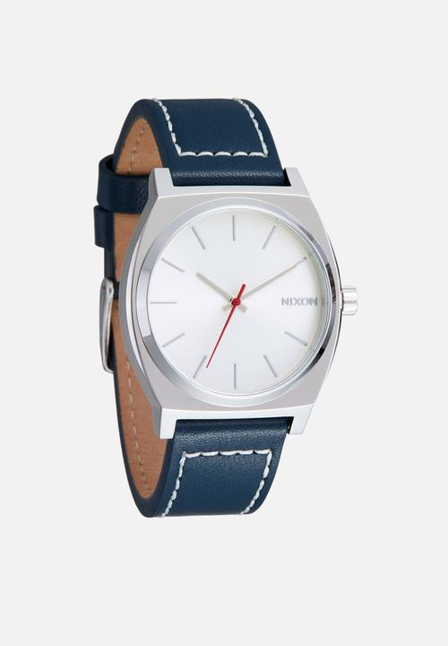 Nixon - Time Teller Leather Watch - Silver