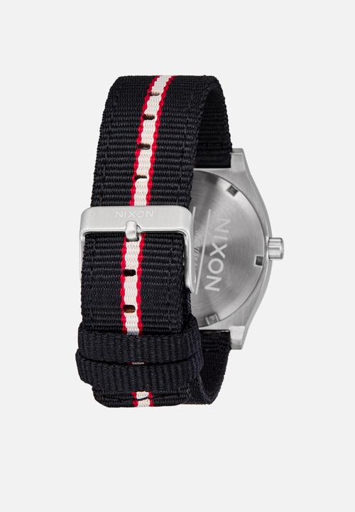 Nixon - Time Teller Nylon Watch - Silver/Black Stripe