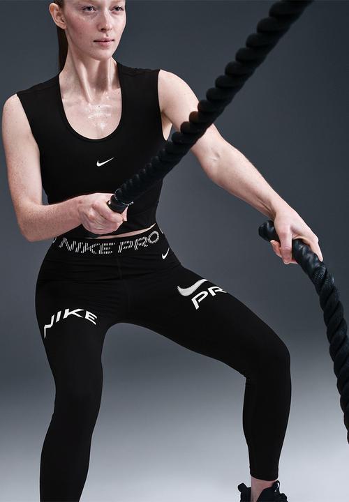 Nike - Mid-Rise 7/8 Mesh-Panel Graphic Leggings - Black
