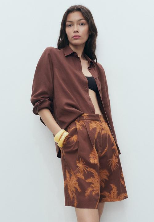 MANGO - Bermudas Lana - Brown
